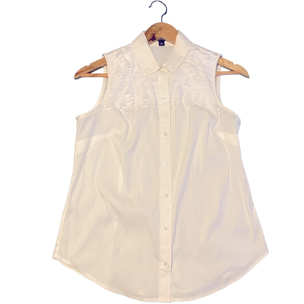 Ann Taylor Sleveless White Button Down Shirt
